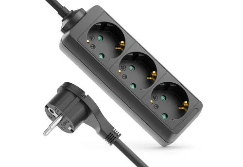 deleyCON deleyCON 3 Fach Steckdosenleiste mit Flachstecker Stromleiste 1,4m Steckdosenleiste