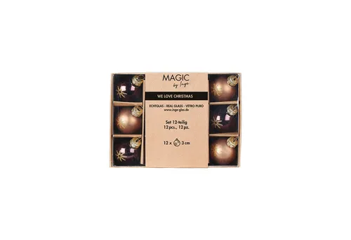 MAGIC by Inge Weihnachtsbaumkugel, Weihnachtskugeln Glas 3cm Schneeflocken Motiv 12er Set Elegant Lounge