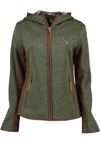 OS Trachten Damen Strickfleecejacke Freizeitjacke Übergangjacke mit Kapuze Zumgu, Größe:46, Farbe:trachtengrün