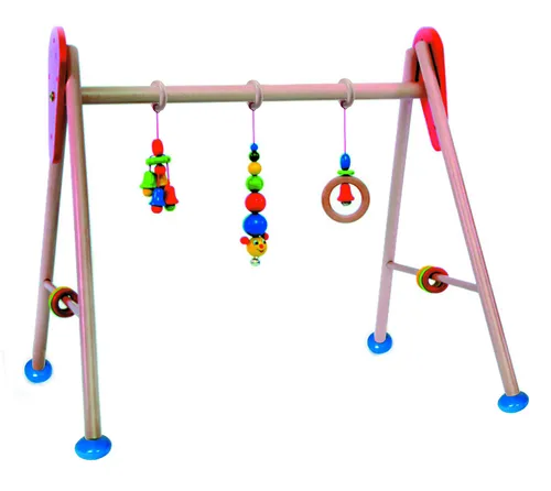Hess Holzspielzeug 13321 - Spielgerät aus Holz, Serie Raupe - Handgefertigter Spielbogen für Babys mit farbenfrohen Figuren und Rasseln, höhenverstellbar und fördert die motorischen Fähigkeiten. Robuste Qualität aus einheimischen Hölzern, 100% Made in Germany.