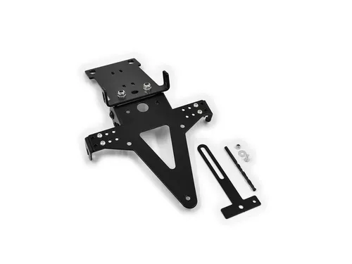 ZIEGER Kennzeichenhalter Classic für Yamaha FZ6 / Fazer (2004-2009) - Robuster ZIEGER Kennzeichenhalter für Yamaha FZ6 / Fazer (BJ 2004-09) mit verstellbarem Neigungswinkel und sportlicher Optik. Ideal für jeden Kennzeichentyp, keine Verkleidungsänderungen nötig. Inklusive Montageset.
