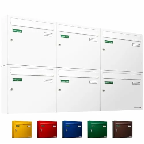 AL Briefkastensysteme Basic 6er Briefkasten RAL 9016 in weiß von AL Briefkastensysteme