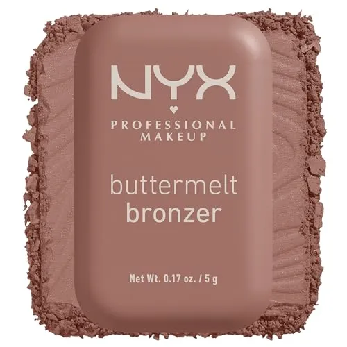 NYX Professional Makeup Buttermelt Bronze Bronzer für Gesicht und Körper, Mit Shea Butter, Mandelbutter & Mangobutter, Für eine sonnengeküsste Bräune, Farbe: Butta me up, 1 x 5 g