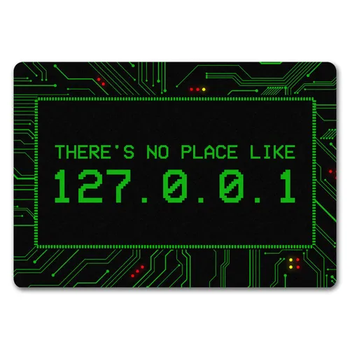 Localhost Fußmatte mit IP Adresse 127.0.0.1 in grün in gelb von speecheese