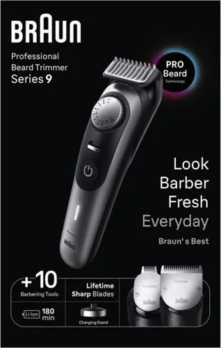 Braun BeardTrimmer BT9420 – Waschbar, Akku, Schwarz, Grau