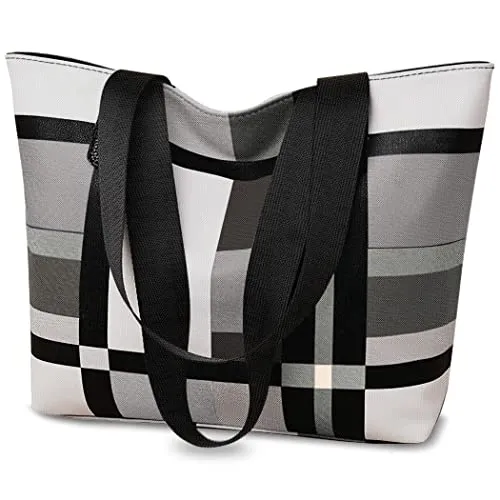 White Ze Damen Umhängetasche groß,Damen Handtaschen Wasserdicht PU-Leder Damentasche Weiche Einkaufstasche, Tragetaschen für Einkaufen, Arbeiten, Reisen, Täglicher Gebrauch (Weiss Schwarz)