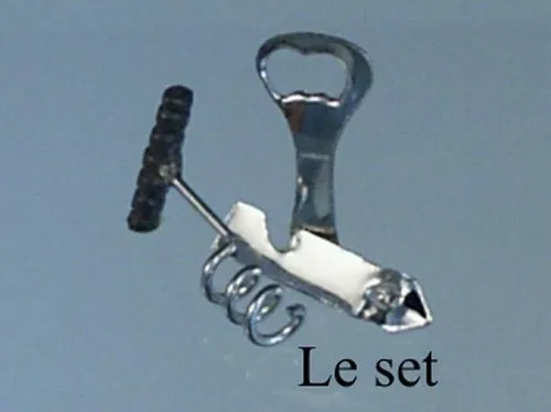 Korkenzieher, Flaschenöffner, 3teilig, Puppenhaus, Puppenstube 1:12