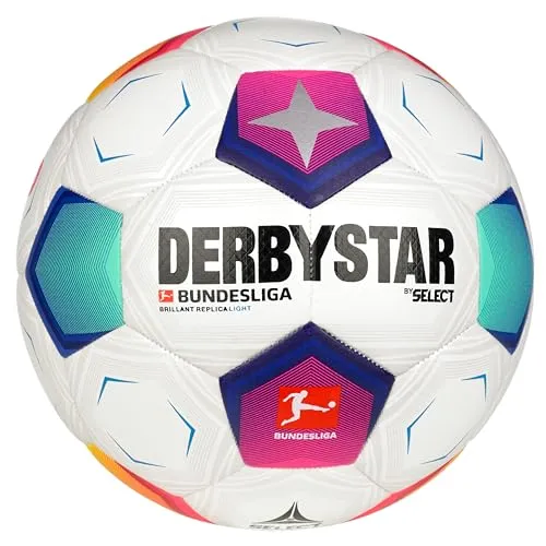 Derbystar Bundesliga Brillant Replica Light v23 5 - Freizeitfußball - Trainingsball für E- und D-Jugend, dual bonded mit weichem Ballkontakt und reduziertem Gewicht (ca. 350 g). Offizieller Replica des Bundesliga Brillant APS 2023/24, ideal für Freizeitspiele.