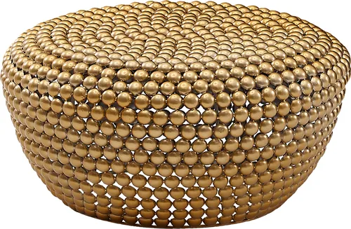 Couchtisch Aluminium Gold 60x60x30 cm Wohnzimmertisch Metall Rund | Designer Sofatisch Alu Orientalisch | Runder Kaffeetisch Klein