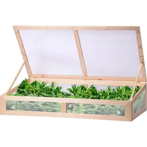 dobar® 58402FSC Frühbeet-Aufsatz - Frühbeet-Aufsatz aus FSC-zertifiziertem Massivholz mit bruchsicheren Polycarbonat-Wänden, ideal für die Anzucht von Gemüse, Salaten und Beeren. Perfekt für Hochbeete oder direkt im Gartenboden.