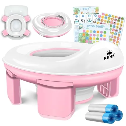 KIDIZ® Toilettensitz für Kinder | 3-in-1 Töpfchentrainer mit bequemem PP-Material - Töpfchen-Trainer, hochwertig und sicher, mit Antirutschpads und abnehmbarem Innentöpfchen für einfache Reinigung und flexiblen Transport.
