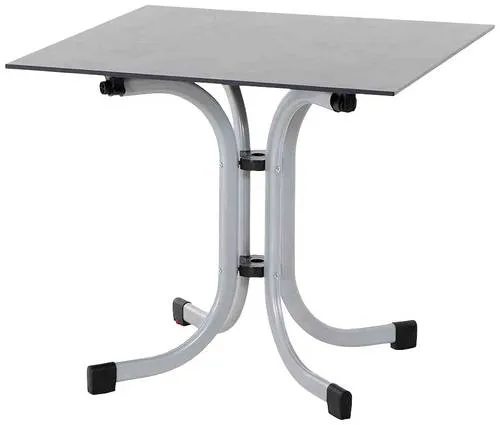 Siena Garden Klapptisch Sola 80x80cm silber - stabil und witterungsbeständig, hochwertige HPL-Tischplatte, ideal für Garten und Balkon