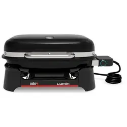 Weber Lumin Black 1502045 Elektrogrill mit Grillrost 49x33 cm - Kompakter Elektrogrill mit emailliertem Stahlgehäuse und 1562 cm² Grillfläche. Ideal für gesellige Abende, robust und mit praktischer Fettauffangfunktion.