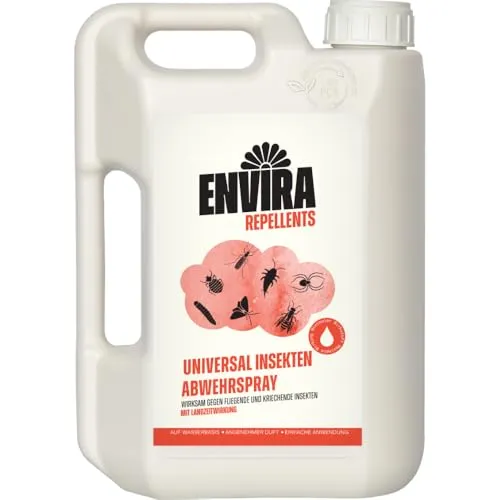 Envira Universal Insekten Abwehrspray 2 Liter - Langzeitwirkung gegen Ungeziefer - Universeller Insektenschutz für drinnen: Langzeitwirkung bis zu 3 Monate gegen Trauermücken, Silberfische und mehr - ideal für Wohnräume und Garten.