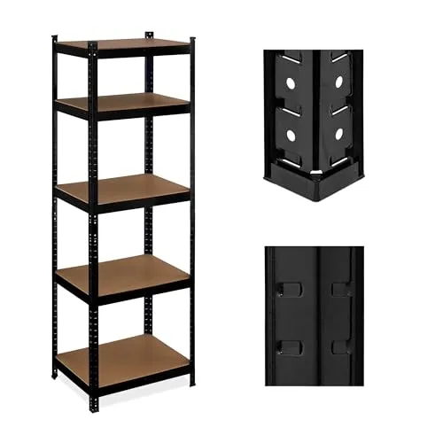 Schwerlastregal 5 Ebenen - 100 kg Kapazität - Regalsysteme aus robustem Stahl, freistehend mit verstellbaren Böden für optimale Nutzung des Stauraums, ideal für Werkstätten und Lager.