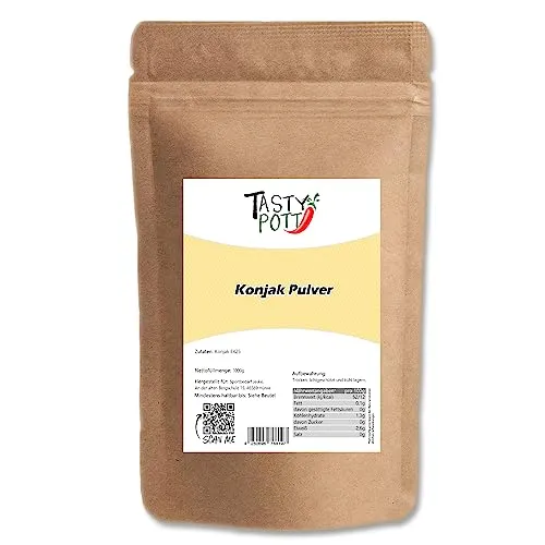 Tasty Pott Konjak Pulver 1000g - Hochwertiges Konjakmehl - Stärke & Bindemittel: Ideal zum Backen und Kochen, ohne Zusätze, für eine gesunde Ernährung und perfekte Konsistenz.