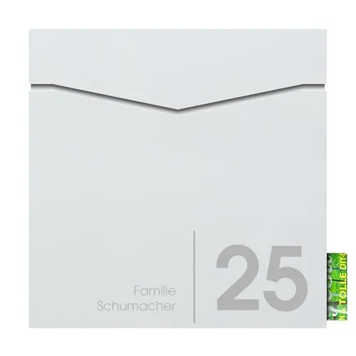 Wand-Briefkasten mit Zeitungsfach weiss MOCAVI Box 710 NF72a, Postkasten mit Hausnummer und Name, Briefkasten mit Zeitungsrolle, rostfrei, wetterfest