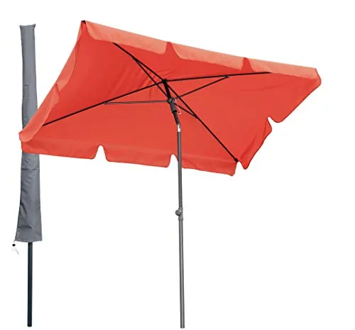 Quick Star Sonnenschirm 200x125cm - Höhenverstellbar und Abknickbar - Sonnenschirm 200x125 cm, ideal für Balkon oder Terrasse. Mit Höhenverstellung von 170 bis 245 cm und Schutzhülle für optimalen Witterungsschutz. Genießen Sie den Sommer flexibel und stilvoll!