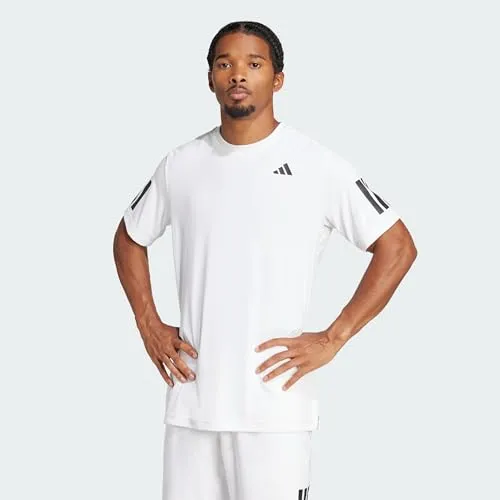 adidas Men's Club Tennis Climacool 3-Stripes T-Shirt in Weiß, XS - Leichtes T-Shirt mit regulärer Passform aus 100 % recyceltem Polyester. Ideal für sportliche Aktivitäten dank der atmungsaktiven CLIMACOOL Technologie.