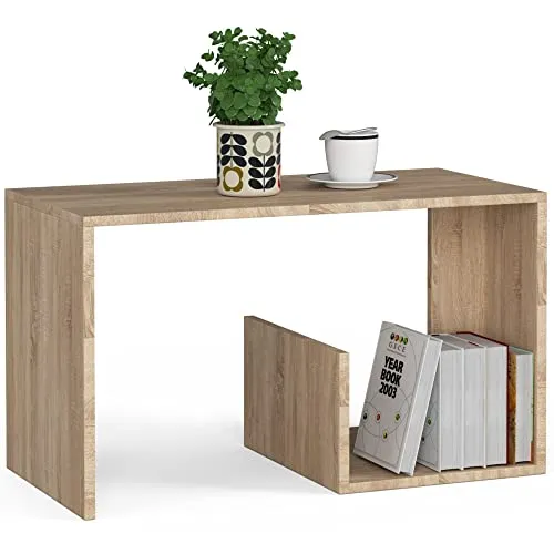 AKORD Couchtisch Holz | Paul 80x45x40 cm| Schrank für Wohnzimmer | Schlafzimmer Schrank | Minimalistisch Modernes Design | Schichtstoffplatte 16mm Farbe Eiche Sonoma