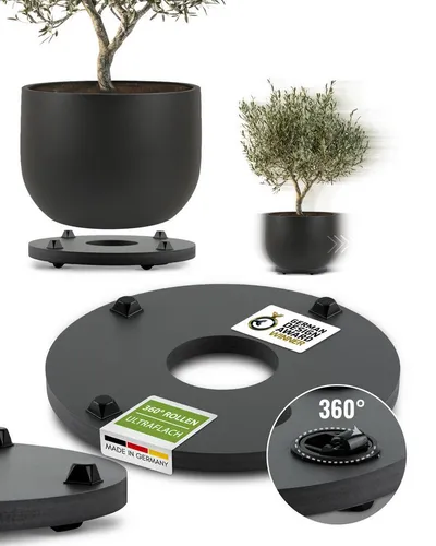 Pflanzwerk Pflanzkübel Untersetzer - Ultraflacher Pflanzenroller Ø28cm - Garten-Zubehör: Ultraflacher Designer Pflanzenroller für Blumentöpfe, indoor & outdoor, drehbare Lenkrollen für einfache Mobilität und 2 Jahre Garantie.