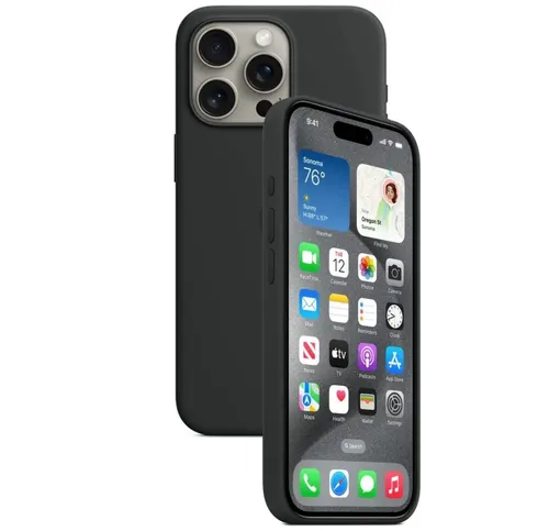 Produktbild Silikon Tasche Case Apple iPhone 15 Pro Max Schwarz / Black MagSafe Backcover
