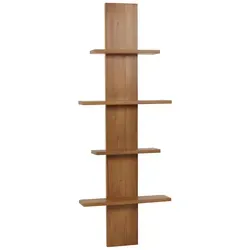 BERLINLODGE Teak-Wandregal | HxBxT 151x56x15cm | Badregal Hängeregal Regal | hochwertiges B-Grade-Teak (Kernholz, 20-30 Jahre)