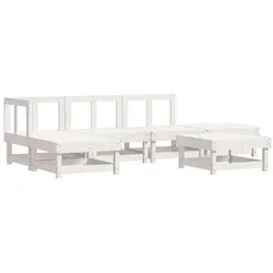 vidaXL 6-tlg. Garten-Lounge-Set aus massivem Kiefernholz - Weiß - Dieses stilvolle Garten-Lounge-Set aus robustem Kiefernholz bietet einen einladenden Platz für gesellige Stunden im Freien. Ideal für Garten, Terrasse oder Balkon.