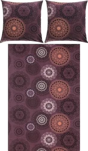 Erwin Müller Flanell Bettwäsche Mandala - mollig warm und temperaturregulierend - Erwin Müller Flanell Bettwäsche in Aubergine mit fantasievollen Mandalas. Kuschelige, samtig-weiche Qualität für entspannte Nächte. Praktischer Reißverschluss erleichtert das Beziehen. Größe 80x80 cm / 240x220 cm.