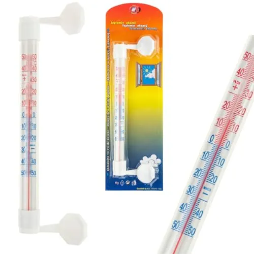 THERMOMETER ZUM AUFKLEBEN FÜR DEN AUSSENBEREICH WEISS, Wetterfest Außenthermometer Innenthermometer Analog Thermometer in Weiß auch für Innen Zimmer und Außen Garten