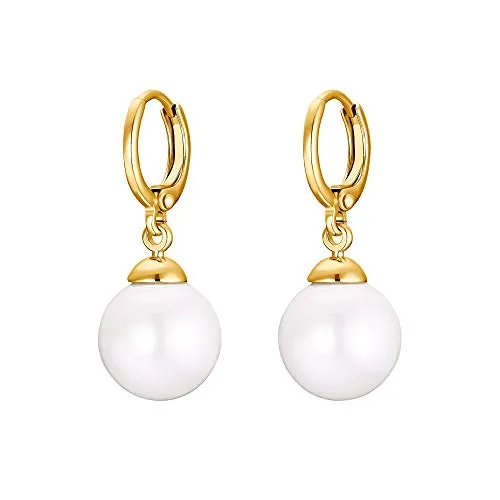 Heideman Ohrringe Damen Alenia goldfarbend aus Edelstahl gold farbend matt Ohrschmuck für Frauen mit Perle weiss