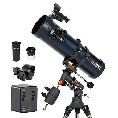 Celestron 31051 AstroMaster 130EQ - motorbetriebenes Newtonsches Spiegelteleskop, präzise Ortung und einfache Montage mit umfangreichem Zubehör