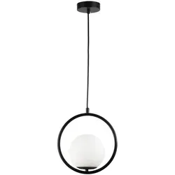 B·LED BARCELONA LED Deckenleuchte - Moderne Deckenleuchte mit eleganten Opalglas-Lampenschirm und höhenverstellbarer schwarzer Halterung. Perfekt für Schlafzimmer und Wohnzimmer, sorgt für stilvolle Beleuchtung.