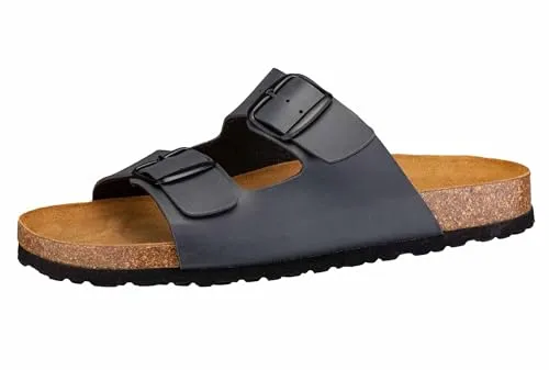 Lico Herren Bioline Man Flache Hausschuhe 37 anthrazit - Wanderschuhe mit verstellbaren Schnallen und dämpfungsaktiver EVA-Laufsohle für höchsten Komfort und Flexibilität beim Gehen.