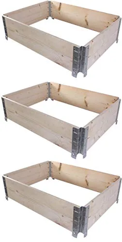 BigDean 3X Palettenrahmen für Hochbeet - Hochbeete-Kit aus robustem Naturholz, faltbar und stapelbar - ideal für individuelle Garten- und Pflanzenprojekte.