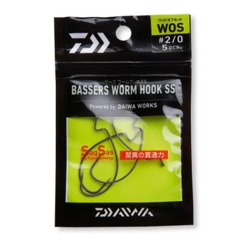 Daiwa Bassers Worm Hook WOS Gr. 1 / 6 Stück Offsethaken Off-Set Haken Dropshot