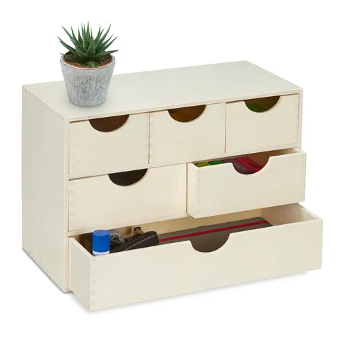 Schubladenbox Holz Mini-Kommode mit 6 Fächern - Praktisches Schubladenregal aus Holz, ideal zur Aufbewahrung kleiner Gegenstände. Mit 6 Fächern und kompakten Maßen für jeden Raum geeignet.