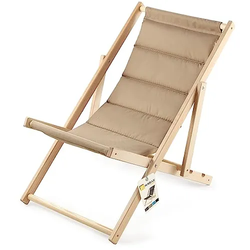 Kadax Strandliege Cappuccino aus Holz, 53x81 cm - Gartenliegen aus robustem Buchenholz, UV- und feuchtigkeitsresistent, ideal für nachhaltigen Komfort und lange Haltbarkeit.