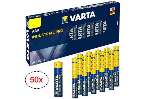 VARTA 50er Pack AAA Industrial Alkaline Micro Batterie, (1,5 V, 50 St), Made in Germany Batterien 1,5V für Taschenlampe Spielzeug Wand Uhr