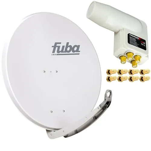 Premium X Satelliten-Komplettanlage Fuba DAA 850 G - SAT-Antennen mit hochwertiger FUBA Satellitenschüssel und rauscharmem LNB, ideal für bis zu 4 Teilnehmer ohne zusätzliche Verteiler.