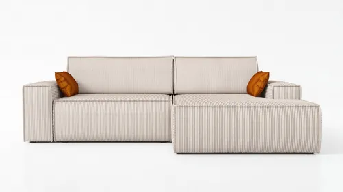 Ecksofa TOR mit Schlaffunktion in Beige - Modernes Design - Das Ecksofa TOR bietet eine stilvolle Schlaffunktion und praktischen Stauraum. Hergestellt aus strapazierfähigem Cord, vereint es Komfort und Funktionalität. Ideal für vielseitige Wohnräume.