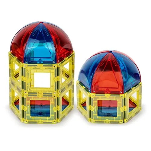 Playmags 3D Magnetische Blöcke für Kinder - Magnet Blöcke Lernen Formen, Farben & Alphabet STEM Magnetic Spielzeug entwickelt Motorik und Kreativität-Bunte (28 Stück Dom Set)