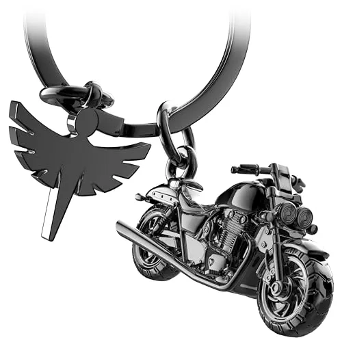 FABACH Schlüsselanhänger Chopper Motorrad mit Schutzengel in schwarz von FABACH