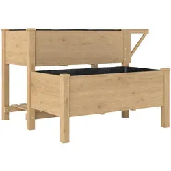 Hochbeet 2-stufig mit Vliesstoff und Abflussloch, Hellbraun - Stufenförmiger Pflanzkasten aus Tannenholz für Blumen, Kräuter und Gemüse. Ideal für den Außenbereich mit 95,3 L Kapazität und optimalem Wasserabfluss.