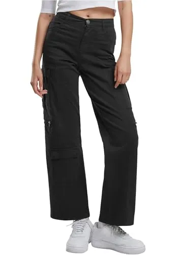Urban Classics Damen Loose Utility Stretch Twill Pants schwarz, Größe 28 - Vielseitige Cargo-Hosen mit zahlreichen Taschen für optimalen Stauraum. Strapazierfähiges Material ideal für Outdoor-Aktivitäten. Perfekt kombinierbar mit T-Shirts und Hoodies.