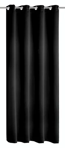 Mia Verdunklung Ösenschal 140*245 cm - Pflegeleicht in Schwarz - Gardinen & Vorhänge, ideal für einen ruhigen Schlaf und lichtundurchlässig für optimale Verdunkelung.