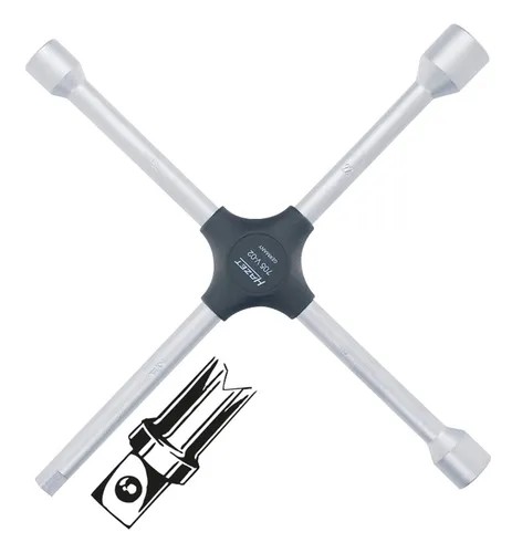 Hazet 705V-02 Radkreuz - 1 Stück - Radmutternschlüssel für Pkw, Transporter und Großraumlimousinen. Mit Außenvierkant 12,5 mm (1/2