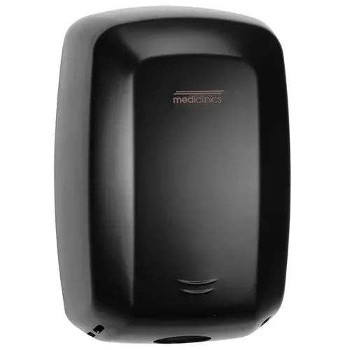 Sensor Händetrockner All Care Machflow Stahl schwarz 1150 W - Wandmontierbarer Händetrockner mit schneller Trocknungszeit von 8-15 Sekunden und einer Luftgeschwindigkeit von 325 km/h für effiziente Nutzung in öffentlichen Toiletten.