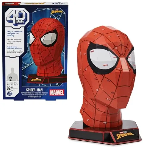 4D Build - Marvel Spiderman Büste - detailreicher 3D-Modellbausatz aus hochwertigem Karton, 82 Teile, für Fans der Superhelden-Serie ab 12 Jahren