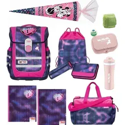 Familando McNeill Schulranzen Mädchen 1. Klasse 12-TLG. Set Ergo Complete Herz-Motiv - Schultaschen-Set mit nur 1.150 Gramm, 20 Litern Volumen und durchdachten Details wie verstellbarem Rückenbett und Dreh-Klick-Magnetschloss, ideal für die Einschulung.